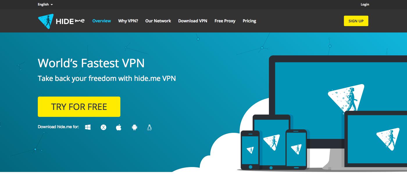 HideMe VPN Webseite