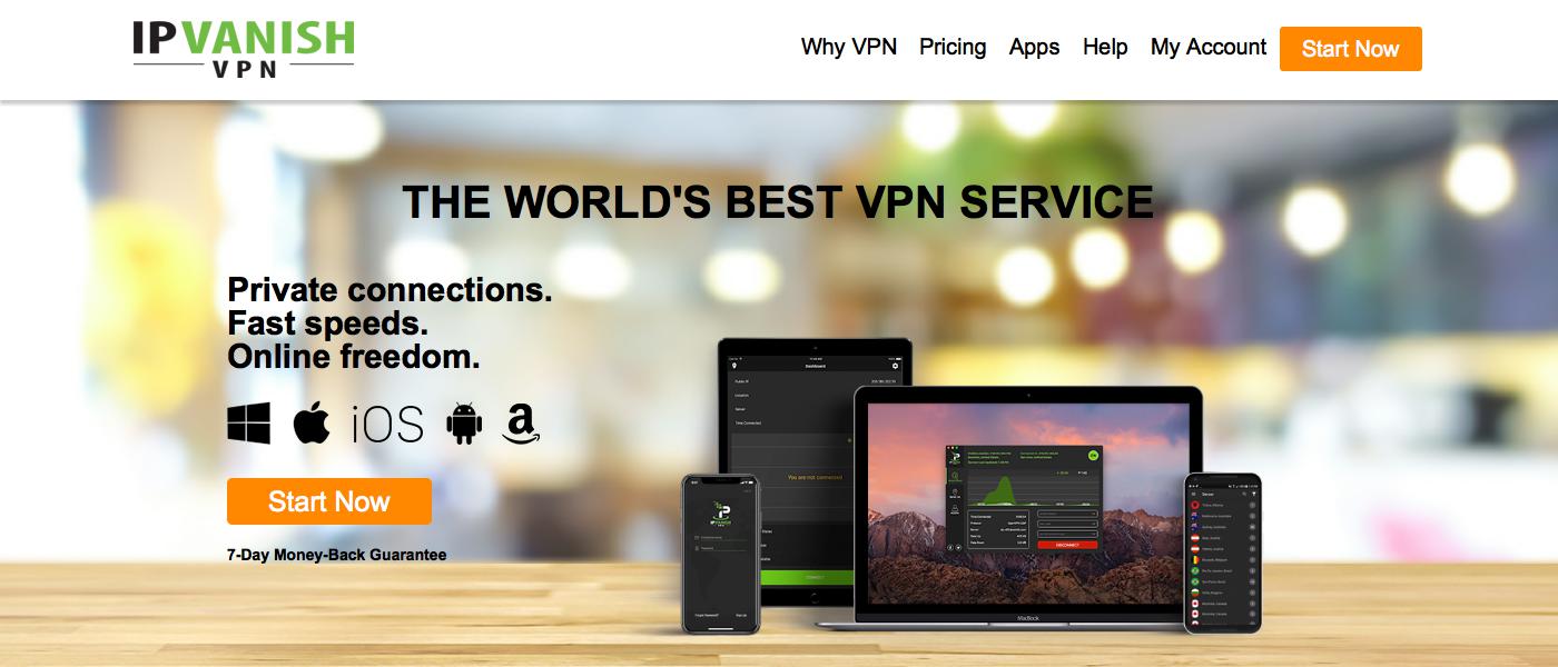 IPVanish VPN Webseite